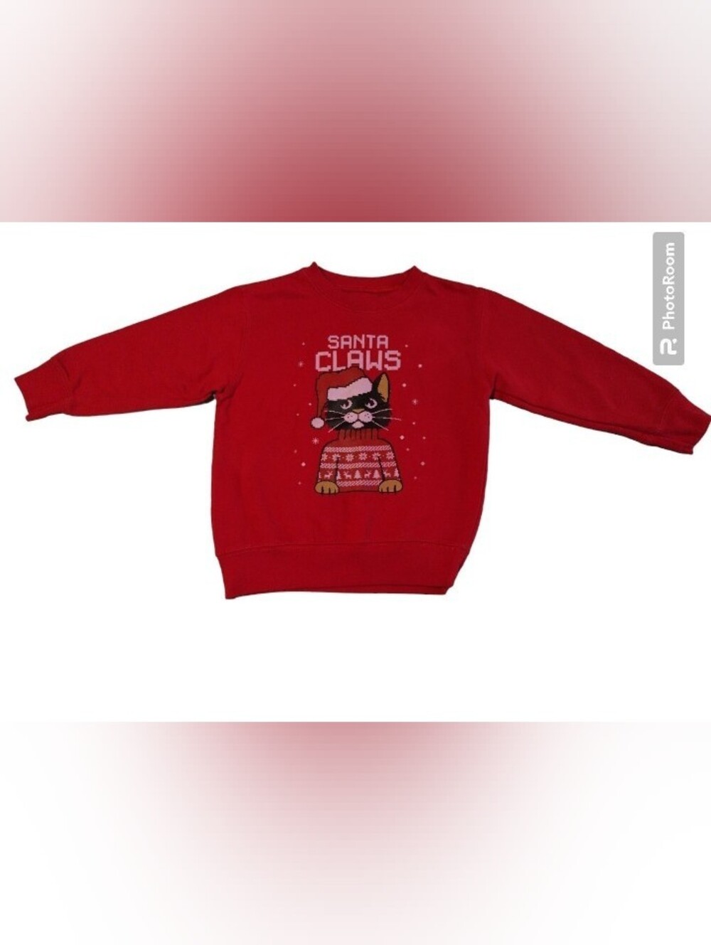 Kids Santa Claws Cat Holiday Sweatshirt - Red
